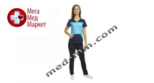 Купить Медицинский костюм Сидней голубой/синий №1063 цена, характеристики, отзывы